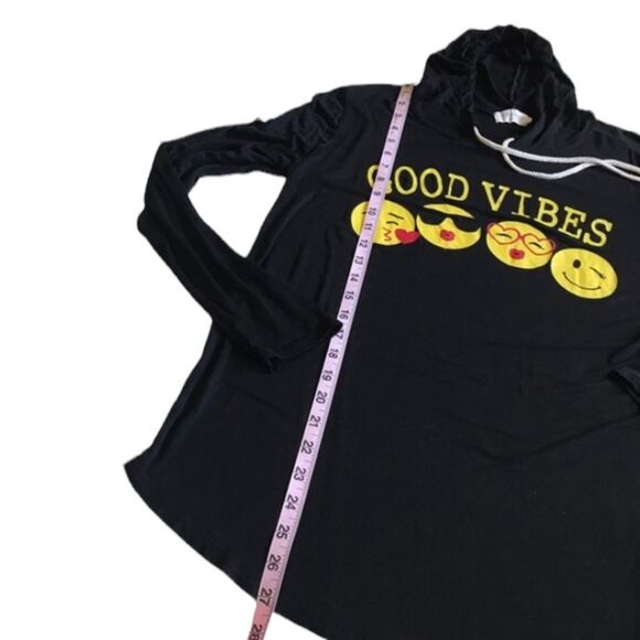 French Pastry Good Vibes L/S Tee Hoodie Emojis Black Sz XL - Picture 6 of 9